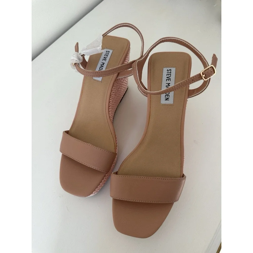 Steve Madden Wedge Sandal Pink And Tan Size 9